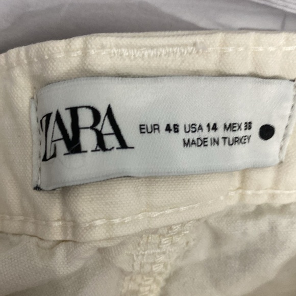 Zara The Relaxed Utility Pants In ECRU Signature Denium Cargo Size 14 - Picture 8 of 15